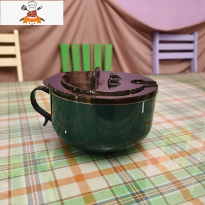 敬平304不锈钢泡面碗带盖学生单个宿舍饭盒易洗可沥水大号容量上班族