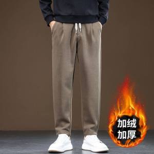 黑色休闲裤男士2026秋冬新款加绒保暖男生宽松直筒运动长裤子男款_705448