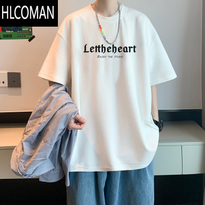 HLCOMAN短袖t恤男夏季2025新款oversizeins港风五分袖体恤