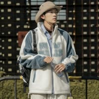 [1折价100元]唐狮冬季新款仿羊羔毛外套男休闲户外宽松外套保暖厚外套男士外套