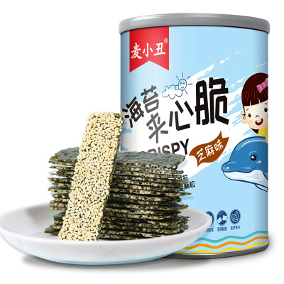 芝麻夹心海苔脆即食儿童零食40g小吃紫菜大片罐装休闲食品
