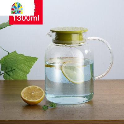 封后冷水壶玻璃可高温凉水壶家用凉杯防爆大容量茶壶扎壶装凉白开水壶 FENG 不锈钢盖1300ML+6个215ML水杯(套