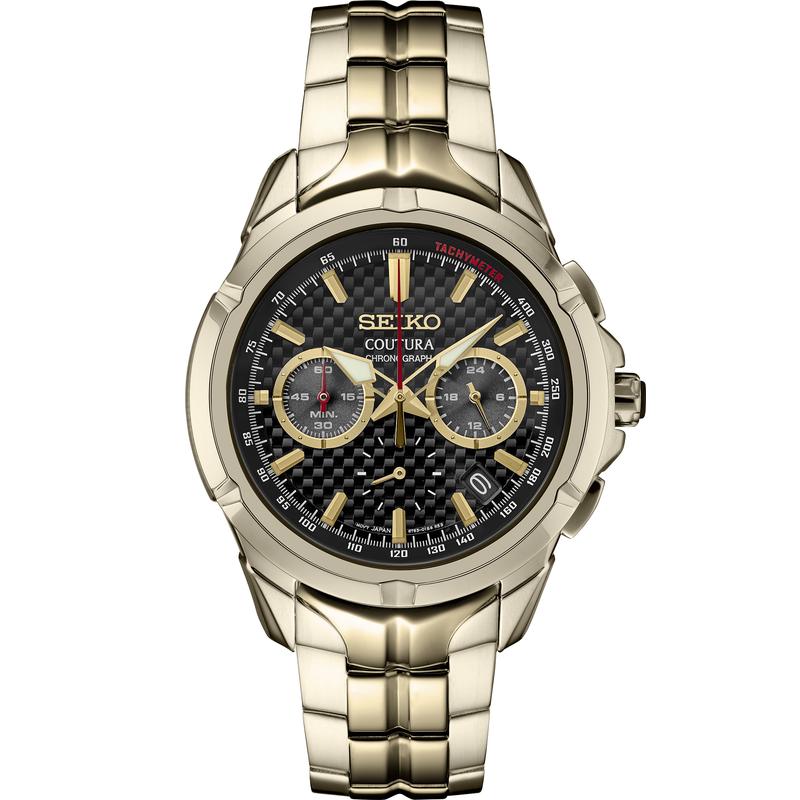 SEIKO/精工 商务奢华款 Couura系列手表时尚潮流复古黑盘钢带商务休闲百搭石英表