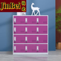 锦北多门更衣柜带锁工具柜教室学生书包柜多格子收纳柜 白红十二门