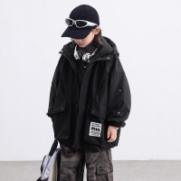 男童夹棉外套秋冬新款加厚男孩连帽派克服儿童户外防水冲锋衣