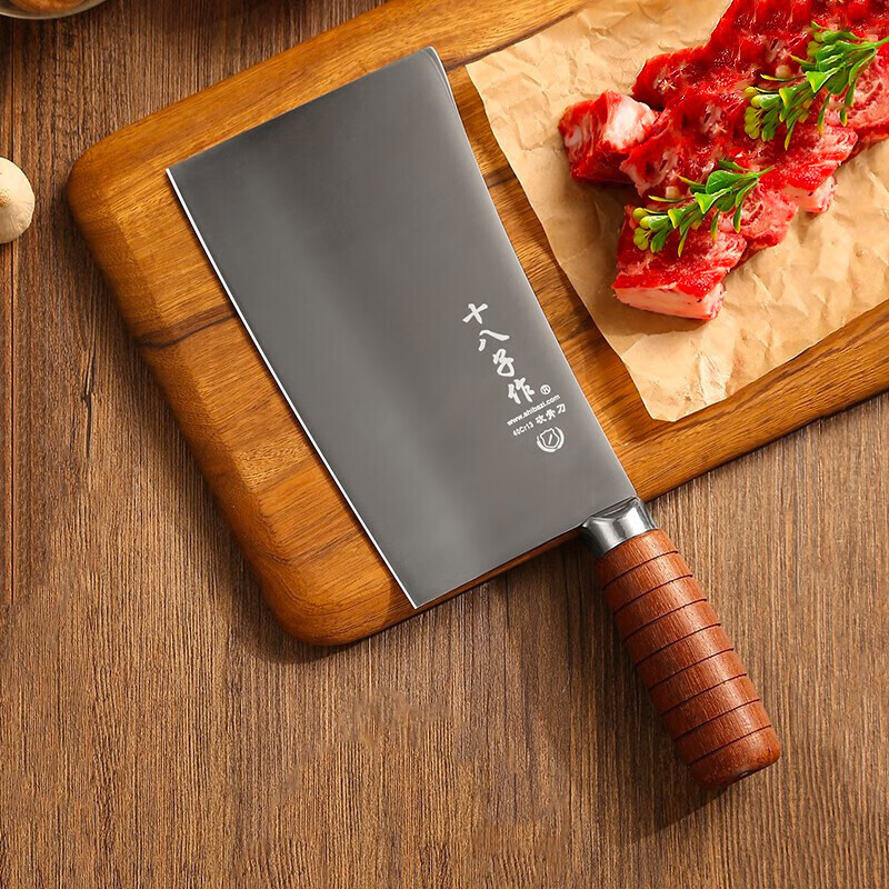 十八子作厨用 家用菜刀 花梨木柄刀具鸣刃砍骨刀SL2119-A