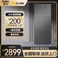 海尔立式冰柜双变频风冷无霜大容量超薄冷藏冷冻柜彩晶玻璃 一级能效 BD-210WGHSF