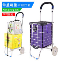 买菜车小拉车爬楼梯手拉车购物车小推车家用可折叠拖车菜篮拉杆车 三维工匠 带盖可坐爬楼八轮双把手不锈钢轮紫色[刹车家用拖车