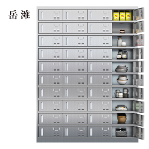 岳滩304不锈钢食堂带锁餐具柜40门餐盘柜碗柜磁吸锁1800*1350*400