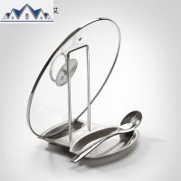 304不锈钢锅盖架子免打孔带接水盘家用多功能厨房置物收纳架 三维工匠