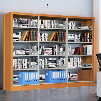 创世人 钢制双面书架书店阅览室档案资料架书柜置物架 一列三组五层