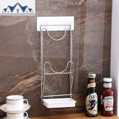 [免打孔锅盖架]不锈钢壁挂式带接水盘大鼎盖架厨房厨具收纳架 三维工匠