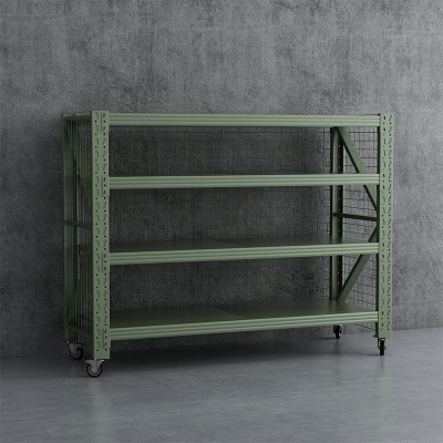 臻远 ZYJJ-HJ-086 可移动货架库房置物架带轮重型货架四层后背带网2000*700*1600mm/500kg