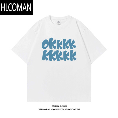 HLCOMAN STUDIO潮流美式简约字母印花短袖百搭宽松休闲圆领T男女同款