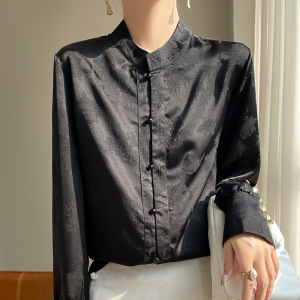 新中式复古盘扣白色衬衫女春夏装新款设计感别致长袖上衣气质