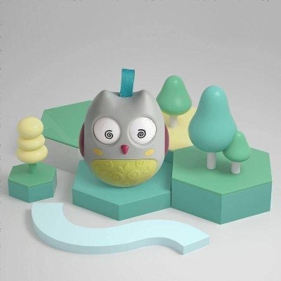 babycare不倒翁玩具3-6-12个月宝宝儿童音乐早教0-1周岁婴儿益智不倒翁摇铃灰色020