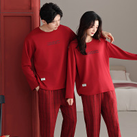 情侣睡衣春秋冬季棉质本命年喜庆结婚红色一男士一女士家居服套装_870