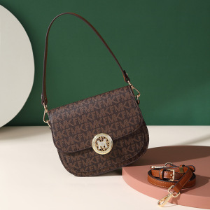 MKJF专柜正品马鞍包2023新款女士时尚潮流单肩斜跨包小包腋下包百搭包包女小包潮 MKF啡/棕色