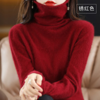 貂绒毛衣女堆堆领兔绒针织毛衫修身打底套头毛衣针织衫女