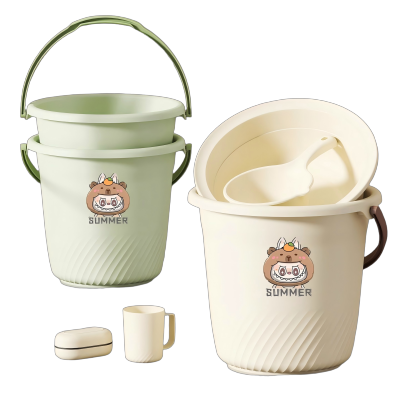 号锐清 水桶家用大容量加厚塑料圆桶学生宿舍用洗漱套装洗衣桶储水桶脸盆 个