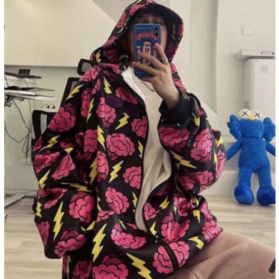 SUNTEKUUCSCC春薄款连帽开衫卫衣潮牌嘻哈宽松大码印花oversize外套卫衣