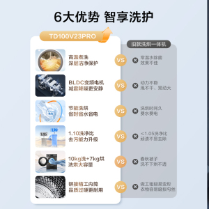 小天鹅洗衣机全自动10KG滚筒洗烘一体健康除螨一级变频家用TD100V23PRO[-]