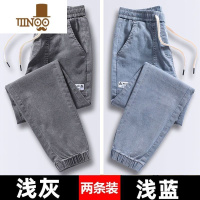 YANXU干活穿的裤子男耐磨建筑工地工作服宽松大码收脚工装牛仔裤劳保裤