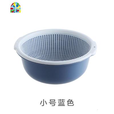 双层镂空洗菜盆厨房客厅水果盘 洗蔬菜篮子家用塑料淘米篮 FENGHOU 小号灰色洗菜篮洗菜篮