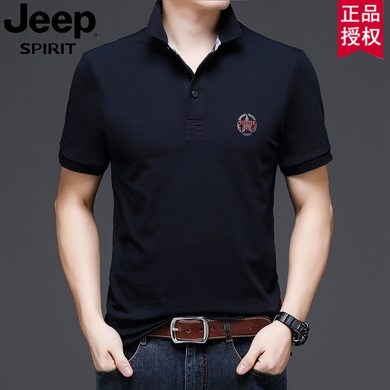 JEEP吉普品牌男士短袖POLO衫T恤胸标翻领日常商务休闲打底衫