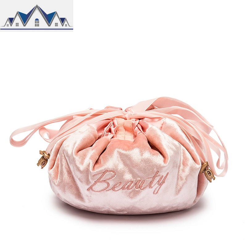 懒人网红化妆包女便携ins风超火旅行大容量抽绳妆品收纳盒洗漱袋 三维工匠收纳包