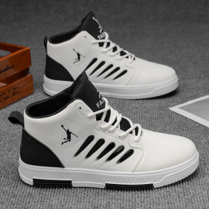 新款时尚百搭街头潮鞋高品质撞色高帮板鞋时尚运动风休闲男鞋