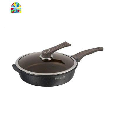 女神深煎锅麦饭石平底锅无油烟不沾锅燃气电磁炉锅具 FENGHOU 30cm5547型号无盖