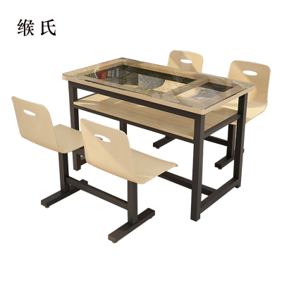 缑氏餐桌4人学校食堂小吃店快餐桌椅饭堂钢化玻璃桌1200*600*750