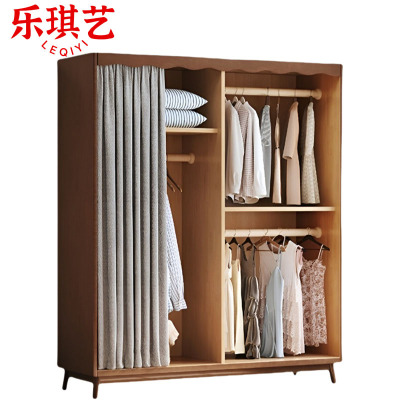 乐琪艺 实木挂衣柜 胡桃色 160*56*195cm 台