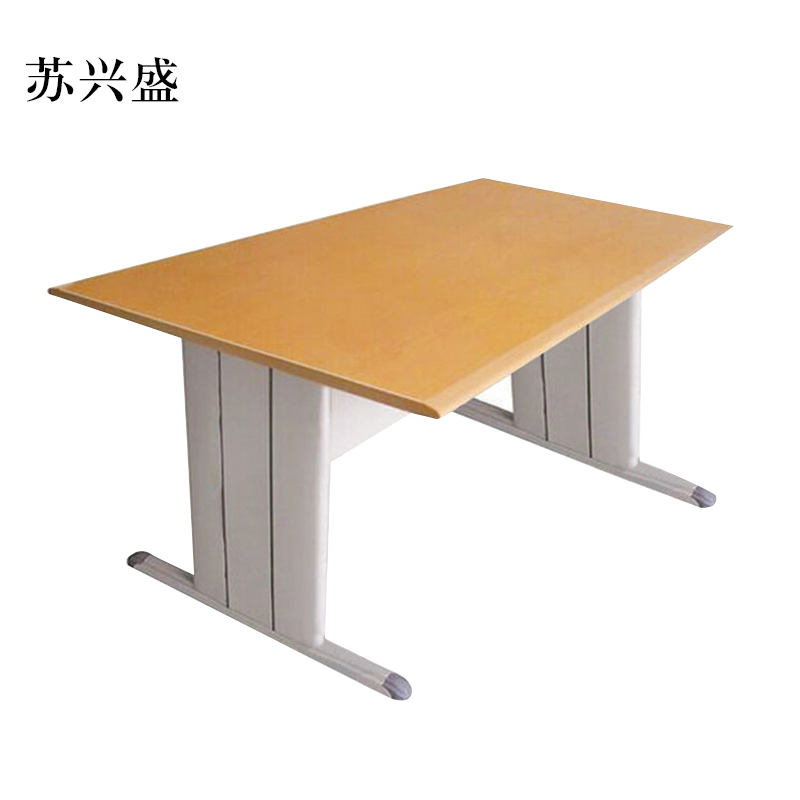 苏兴盛图书室阅览桌工作桌2000*1000mm橘黄色台面(不含椅)[工厂现做 7天内发货]
