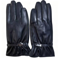 铁冠 黑色防寒A级女款羊皮手套 TGST-70 双