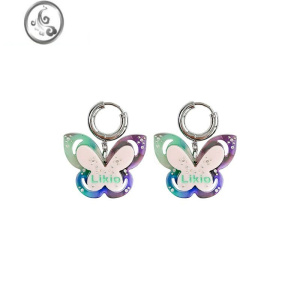 JiMiLikio 原创设计 梦境蝴蝶撞色镂空耳环 耳饰耳钉高级感醋酸珍珠