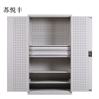 苏悦丰工具柜加厚铁皮储物柜工厂车间用带抽屉汽修多功能收纳柜通门内二抽柜灰白色