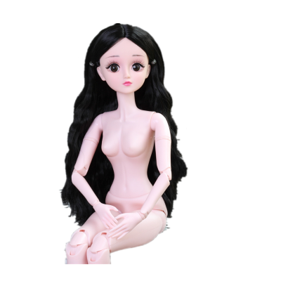 60厘米新款娃娃3分sd裸娃女孩公主玩大芭比娃娃粉肌冰公主素体裸娃圣诞16号裸娃+随机服装、帆布鞋一套（礼盒装）