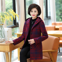 迪鲁奥(DILUAO)授权店铺妈妈装中老年女装秋冬呢子40-50岁中年妇女格子外套