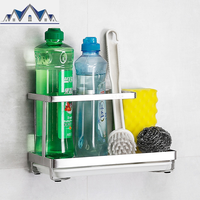 304不锈钢水沥水架洗洁精钢丝刷海绵球抹布百洁布收纳小挂篮 三维工匠收纳层架