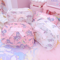 美帮汇梦幻独角兽小猫化妆包半圆方形大容量随身宝宝少女心软萌蝴蝶结包