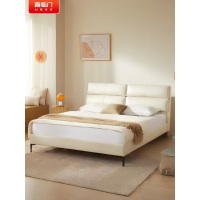 喜临门 - 灵动岛皮床 奶油风腰部可调节靠包 排骨架齐边软床大床主次卧婚床