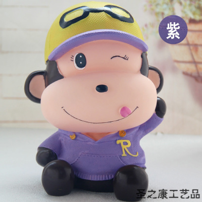 创意可爱加大号猴子储蓄罐生肖淘气猴存钱罐搪胶防摔元旦生日加大号淘气猴（一对）