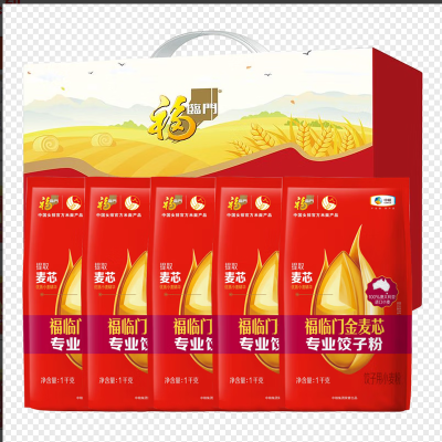 苏宁宜品中粮福临门金麦芯饺子粉4kg礼盒装精选小麦家庭装送礼自用佳选