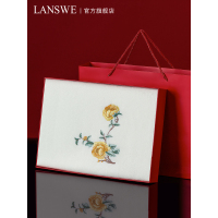 浪莎纯羊毛围巾女冬季加厚保暖刺绣围巾生日节日送礼送长辈