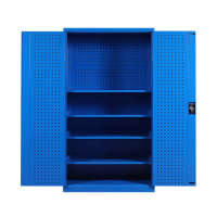 乙壬工具柜加厚铁皮储物柜工厂车间用带抽屉汽修多功能收纳柜通门带网柜蓝色