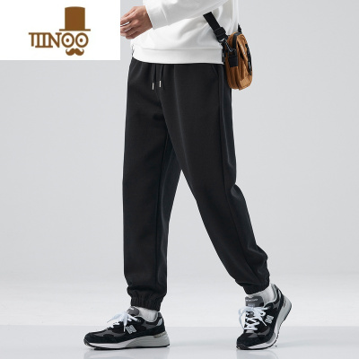 YANXU卫裤男款潮牌宽松束脚针织裤子男抽绳休闲运动长裤