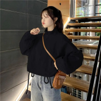 韩版学生百搭外套女秋装新款宽松时尚短款休闲抽绳开衫上衣潮