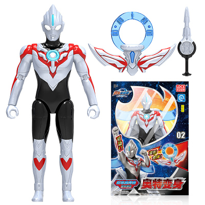 灵动创想正版奥特曼玩具ABC卡片罗布欧布泰迦人偶银河公仔男孩玩具套装奥特变身-欧布奥特曼ATM0901+